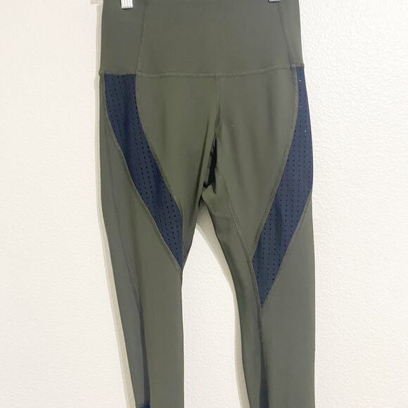 lululemon green mesh zipper high waisted leggings size 2 - Picture 2 of 8